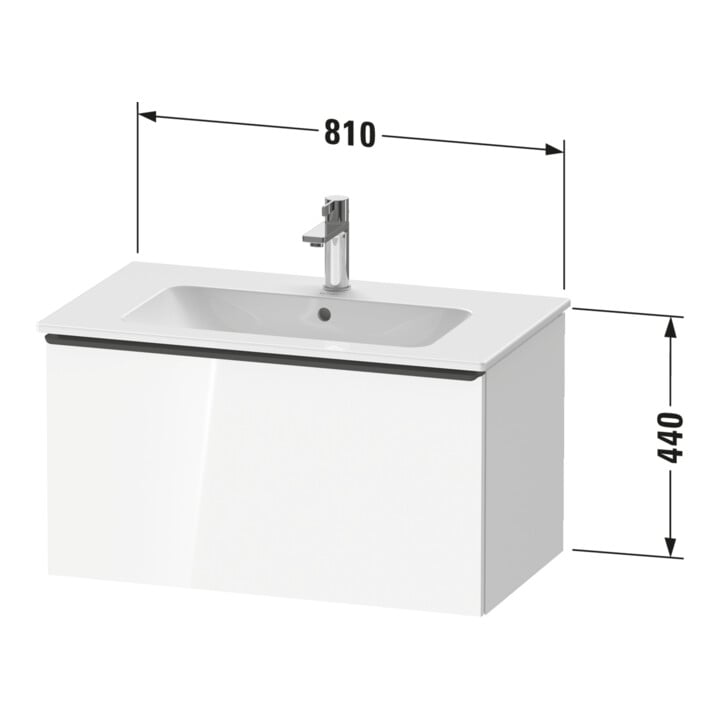 Duravit Meuble sous lavabo D-Neo 81x46,2 cm, noir/blanc mat, 1 tiroir, suspendu