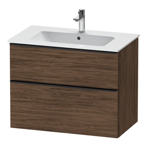 Duravit Meuble sous-lavabo D-Neo 81x46,2 cm, noir/noisette, 1 tiroir, 1 coulissant