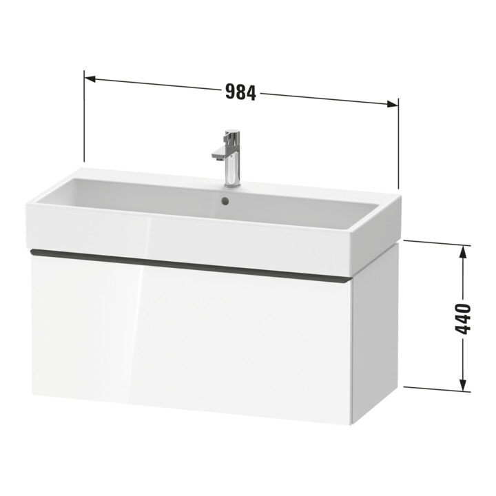 Duravit Meuble sous lavabo D-Neo 98,4x44,2 cm, b geb/Ei N, 1 tiroir, suspendu