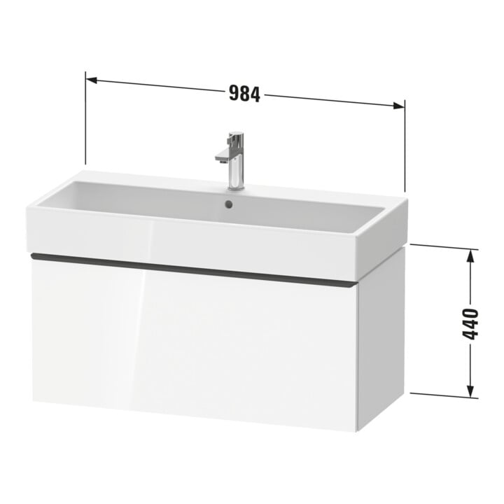 Duravit Meuble sous lavabo D-Neo 98,4x44,2 cm, ES chêne/gris m, 1 tiroir, suspendu