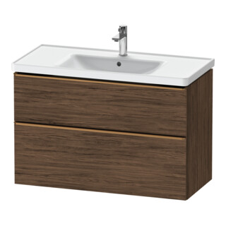 Duravit Meuble sous-lavabo D-Neo 98,4x45,2 cm, blanc brillant/Noyer, 1 porte, 1 tiroir
