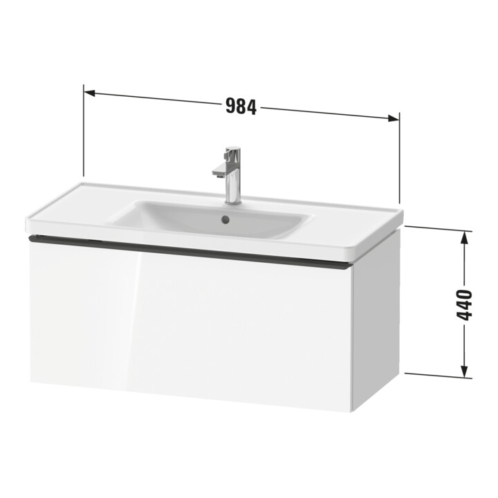 Duravit Meuble sous lavabo D-Neo 98,4x45,2 cm, ch/blc œuf, 1 tiroir, suspendu
