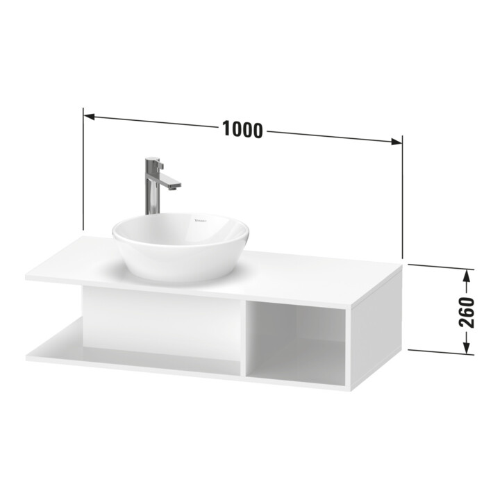 Duravit Meuble sous-lavabo D-Neo Compact 100x48 cm, blanc, 1 tiroir, 1 console, suspendu