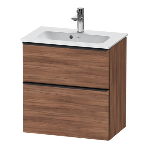 Duravit Meuble sous-lavabo D-Neo Compact 61x37,2 cm, noir/noisette, 1 porte, 1 tiroir, suspendu