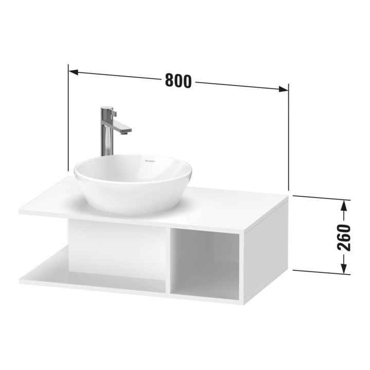 Duravit Meuble sous lavabo D-Neo Compact 80x48 cm, blanc, 1 tiroir, 1 console, suspendu