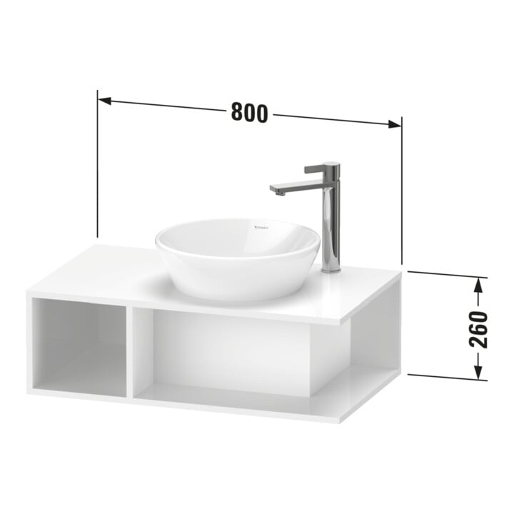 Duravit Meuble sous-lavabo D-Neo Compact 80x48 cm, blanc mat, 1 tiroir, 1 console, suspendu