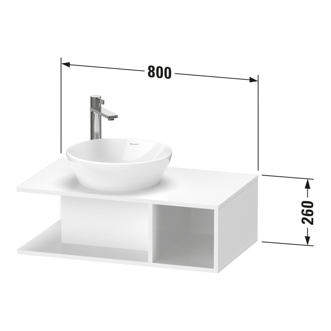 Duravit Meuble sous-lavabo D-Neo Compact 80x48 cm, E ma, 1 tiroir, 1 console, suspendu