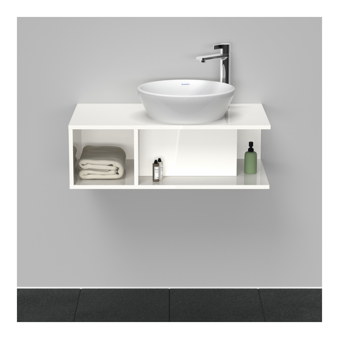 Duravit Meuble sous lavabo D-Neo Compact 80x48cm, blanc brillant, 1 tiroir, 1 tablette, suspendu