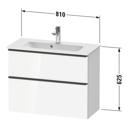 Duravit Meuble sous lavabo D-Neo Compact 81x37,2 cm, chêne/noir, 1 porte, 1 tiroir, suspendu