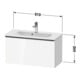 Duravit Meuble sous-lavabo D-Neo Compact 81x37,2 cm, chr/blc hgl, 1 tiroir, suspendu