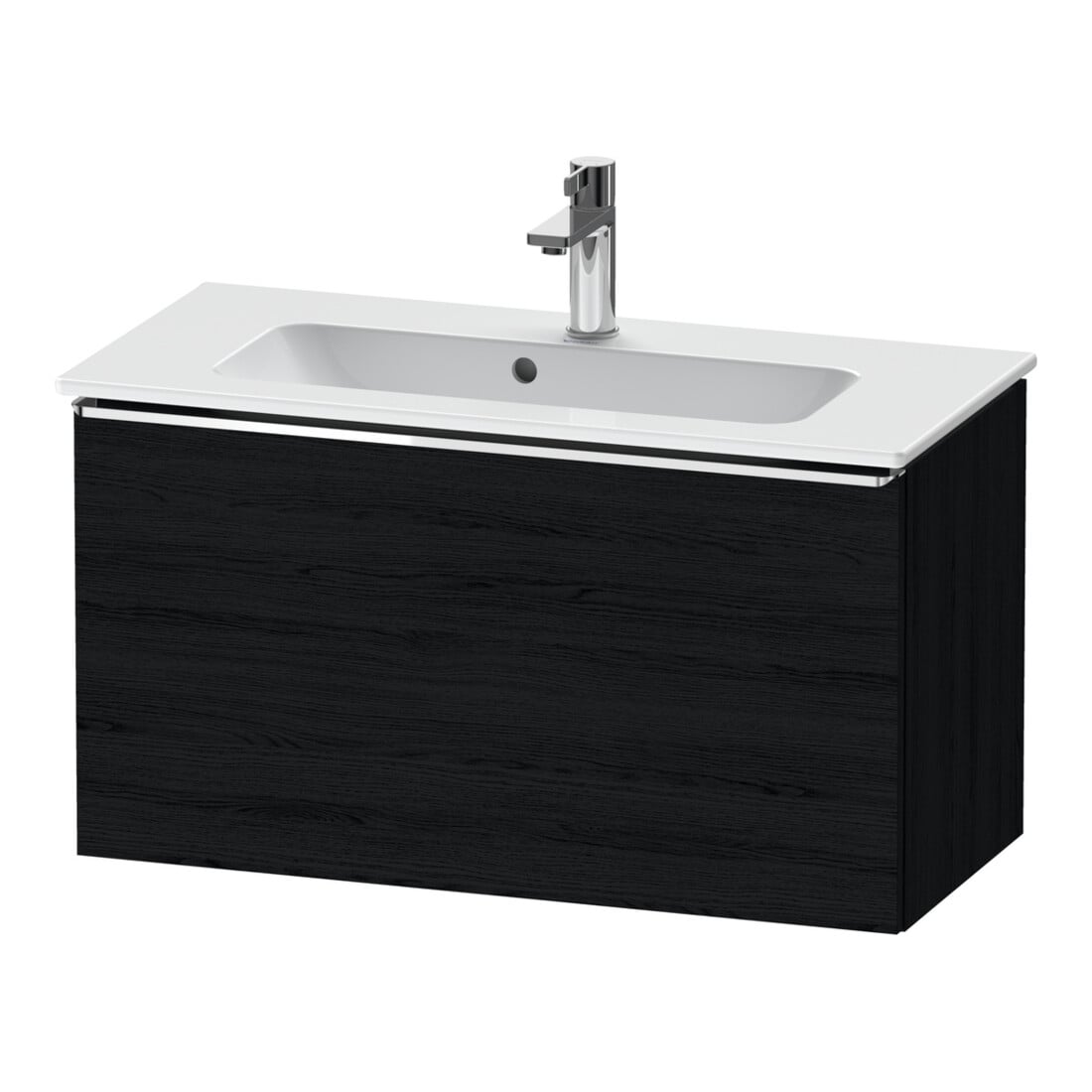 Duravit Meuble sous lavabo D-Neo Compact 81x37,2 cm, chr/chêne noir, 1 tiroir, suspendu