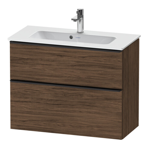 Duravit Meuble sous-lavabo D-Neo Compact 81x37,2 cm, noir/noisette, 1 porte, 1 tiroir, suspendu