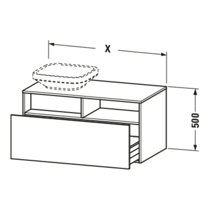 Duravit Meuble sous-lavabo DuraStyle 100x45,3 cm, bas. ma, 2 tiroirs, suspendu