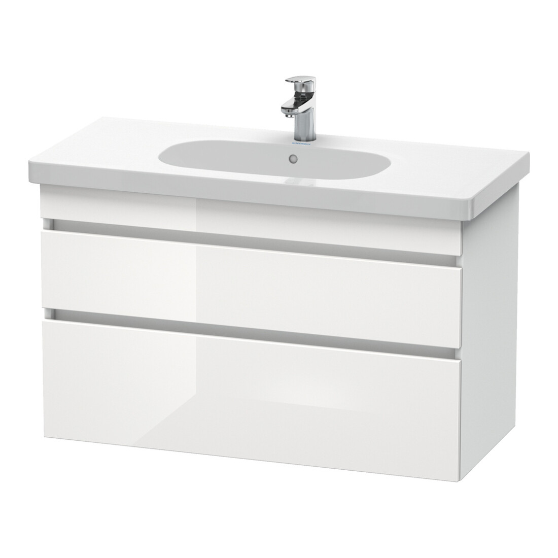 Duravit Meuble sous lavabo DuraStyle 100x45,3 cm, blanc brillant/bois, 2 tiroirs, suspendu