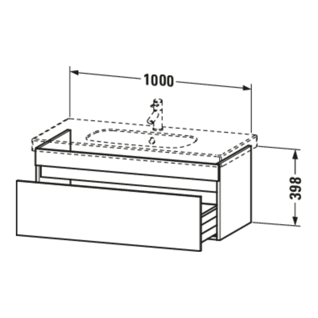 Duravit Meuble sous lavabo DuraStyle 100x45,3 cm, blanc mat, 1 tiroir, suspendu