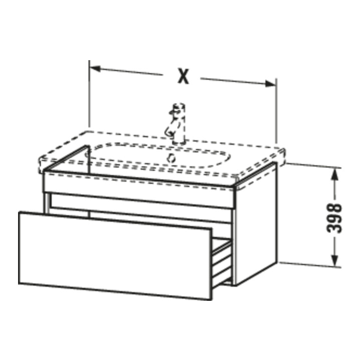 Duravit Meuble sous lavabo DuraStyle 100x45,3 cm, graphite mat, 1 tiroir, suspendu