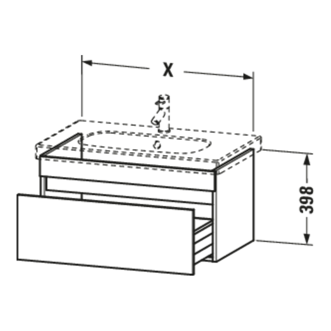 Duravit Meuble sous lavabo DuraStyle 100x45,3 cm, graphite mat, 1 tiroir, suspendu