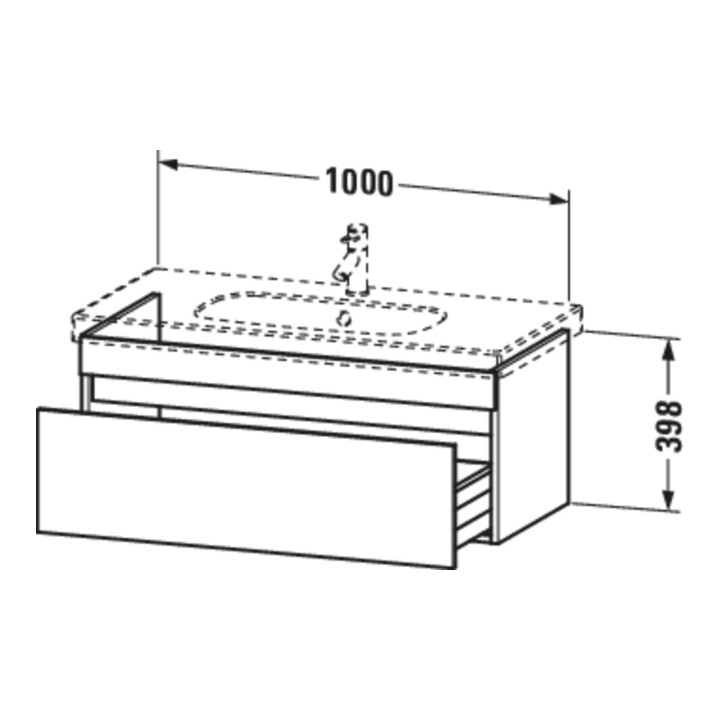 Duravit Meuble sous lavabo DuraStyle 100x45,3 cm, graphite mat, 1 tiroir, suspendu