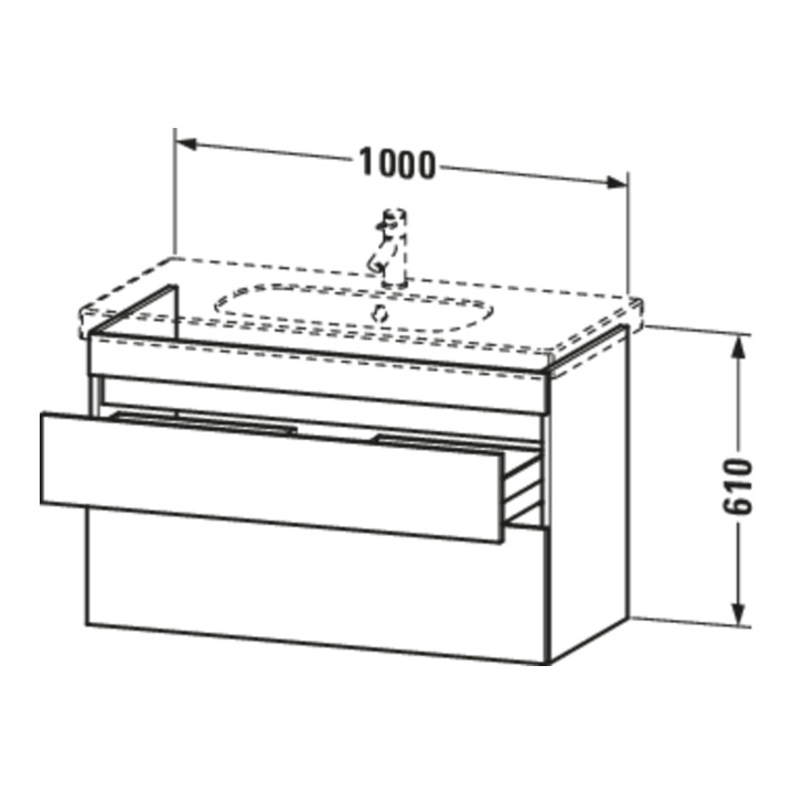 Duravit Meuble sous lavabo DuraStyle 100x45,3 cm, graphite mat, 2 tiroirs, suspendu