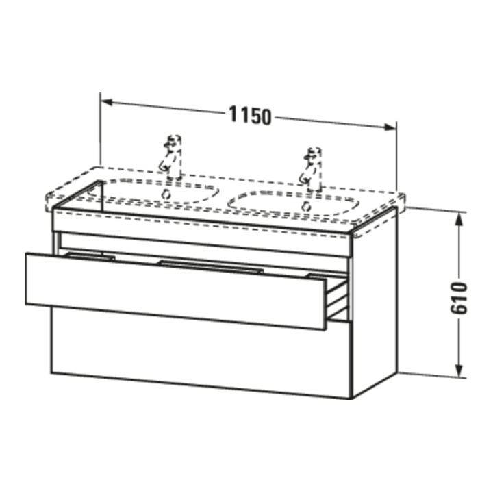 Duravit Meuble sous lavabo DuraStyle 115x45,3 cm, 2 tiroirs, suspendu
