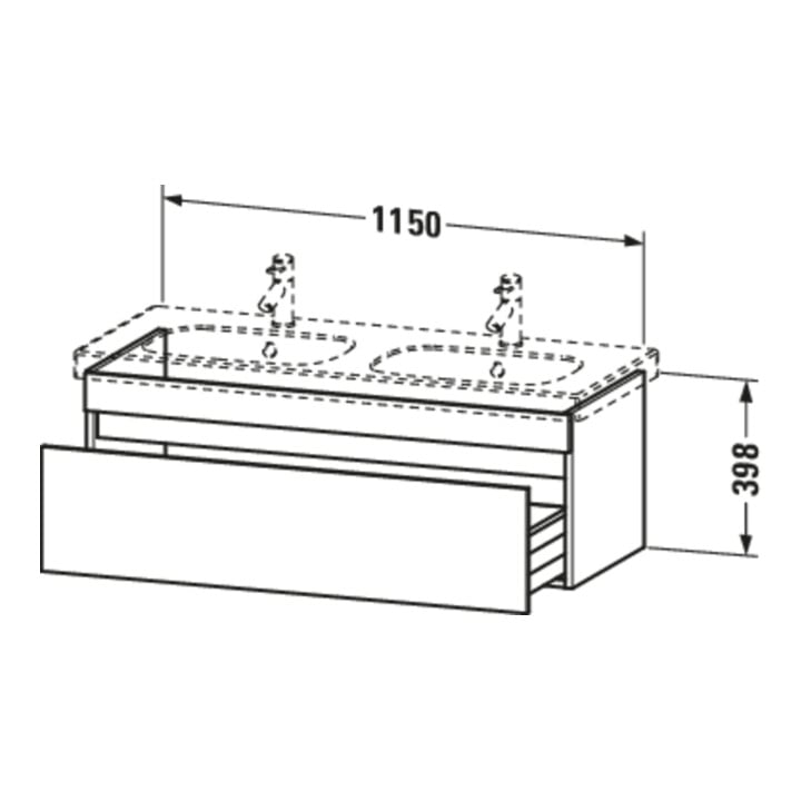 Duravit Meuble sous-lavabo DuraStyle 115x45,3 cm, blanc hg/b ma, 1 tiroir, suspendu