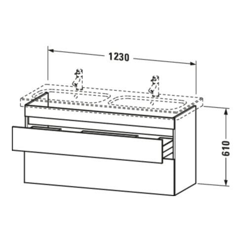Duravit Meuble sous lavabo DuraStyle 123x44,8x61 cm, 2 tiroirs, A, B gauche/droite, betg/ba ma
