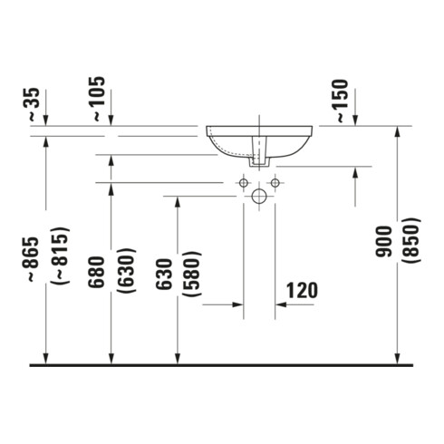 Duravit Meuble sous-lavabo DuraStyle 37x37 cm, EB v bas, sans HL, HLB, avec ÜL, blanc