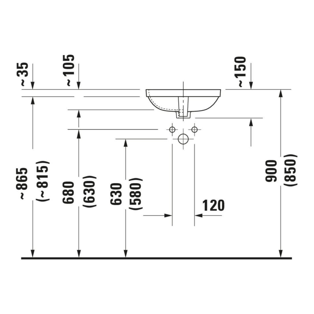 Duravit Meuble sous-lavabo DuraStyle 37x37 cm, EB v bas, sans HL, HLB, avec ÜL, blanc