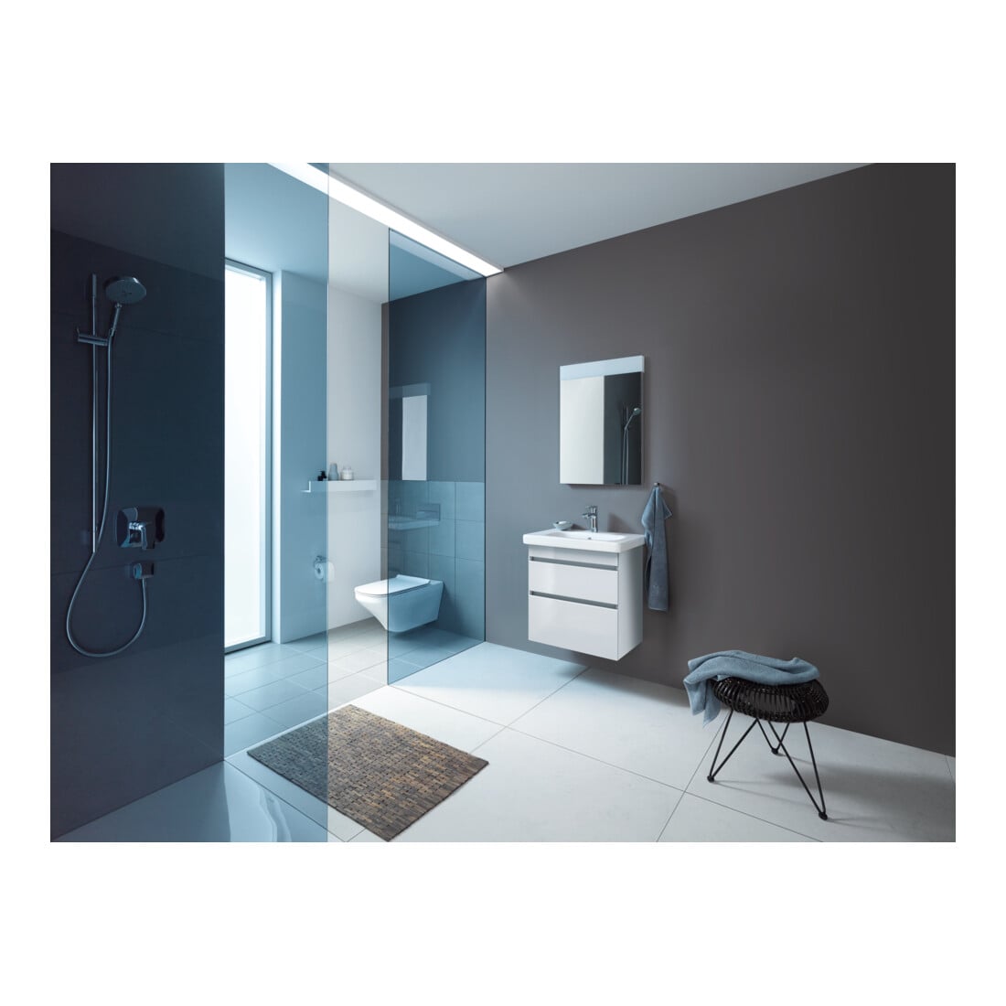 Duravit Meuble sous lavabo DuraStyle 58x44,8 cm, blanc brillant, 2 tiroirs, suspendu