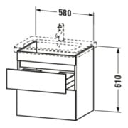 Duravit Meuble sous-lavabo DuraStyle 58x44,8 cm, blanc mat, 2 tiroirs, suspendu-4