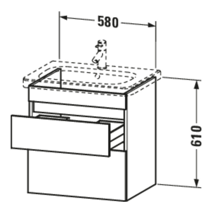 Duravit Meuble sous lavabo DuraStyle 58x44,8 cm, blanc mat, 2 tiroirs, suspendu