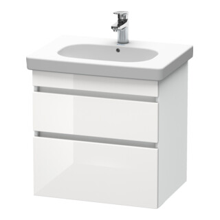 Duravit Meuble sous lavabo DuraStyle 60x45,3 cm, blanc brillant/bois, 2 tiroirs, suspendu