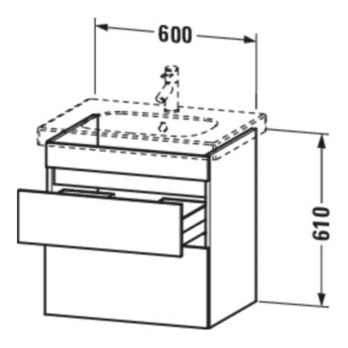 Duravit Meuble sous-lavabo DuraStyle 60x45,3 cm, blanc œuf, 2 tiroirs, suspendu