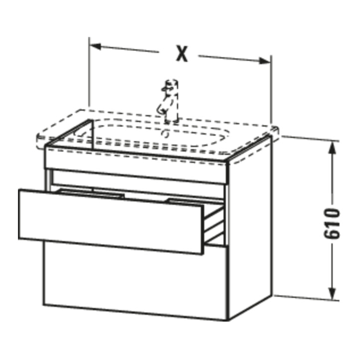Duravit Meuble sous lavabo DuraStyle 60x45,3 cm, graph ma, 2 tiroirs, suspendu