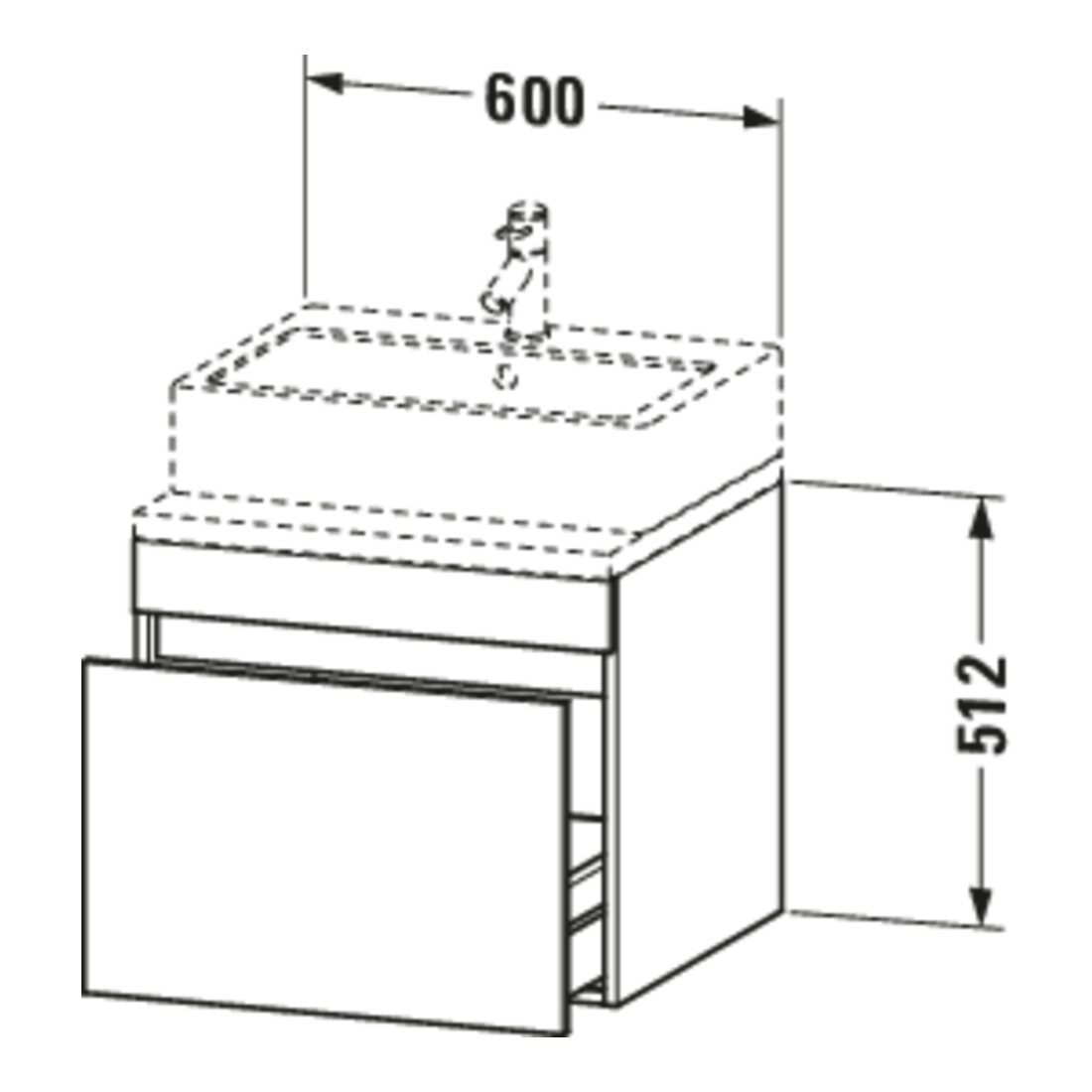Duravit Meuble sous-lavabo DuraStyle 60x54,8 cm, blanc avec base, 1 tiroir