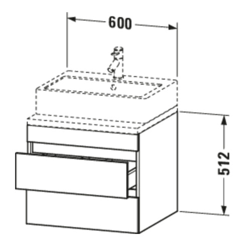 Duravit Meuble sous lavabo DuraStyle 60x54,8 cm, graph ma, f Kons, 2 tiroirs