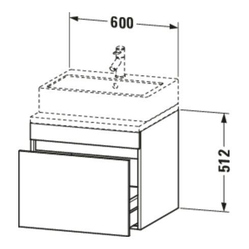 Duravit Meuble sous-lavabo DuraStyle 60x54,8 cm, graphite mat, avec console, 1 tiroir