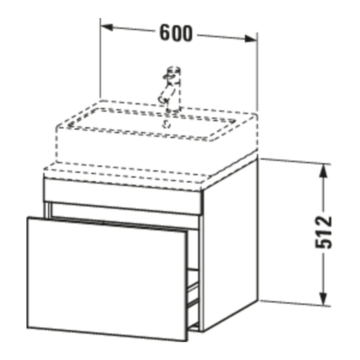 Duravit Meuble sous-lavabo DuraStyle 60x54,8 cm, graphite mat, avec console, 1 tiroir