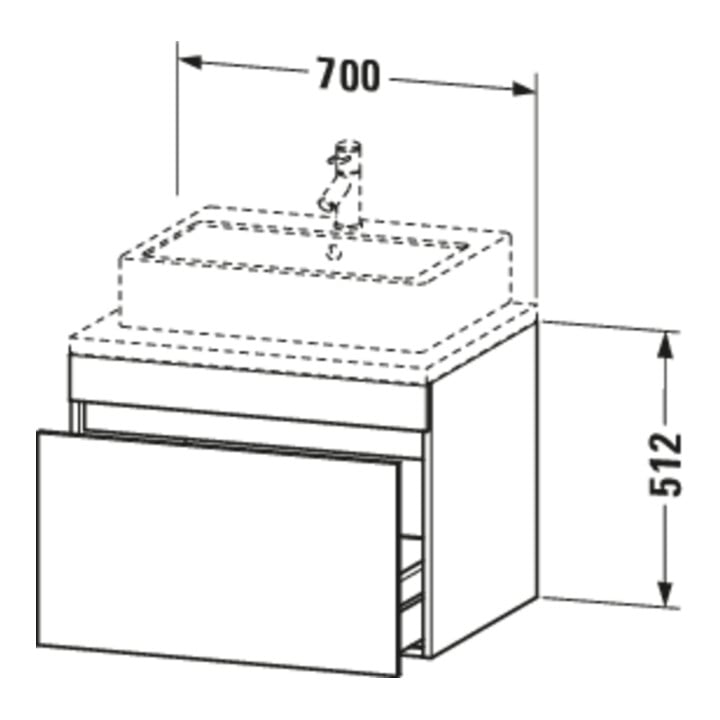Duravit Meuble sous-lavabo DuraStyle 70x54,8 cm, blanc hg/b ma, avec console, 1 tiroir