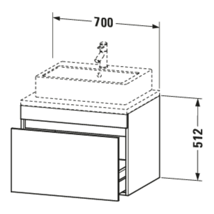 Duravit Meuble sous-lavabo DuraStyle 70x54,8 cm, blanc mat, pour console, 1 tiroir