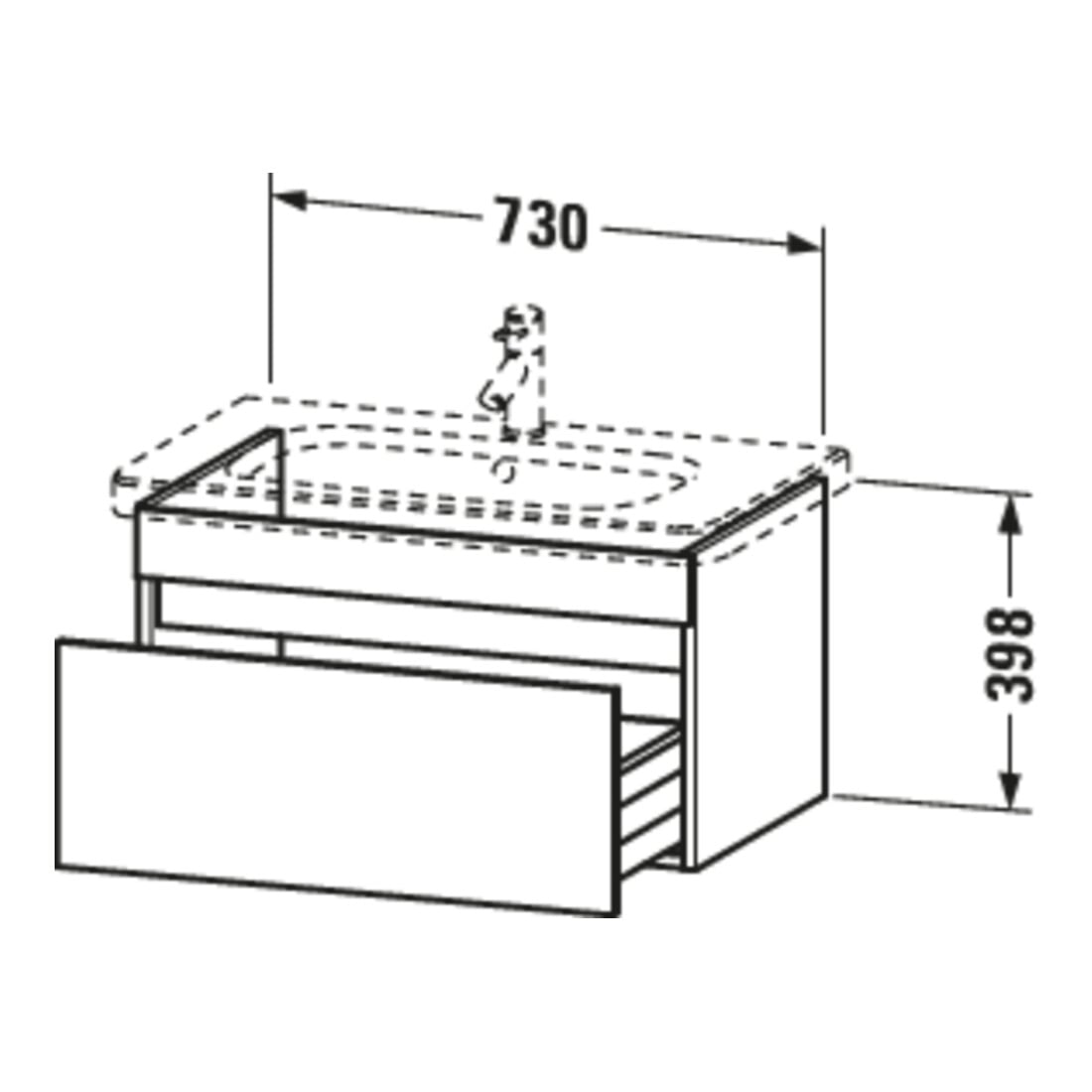 Duravit Meuble sous-lavabo DuraStyle 73x44,8 cm, 1 tiroir, suspendu