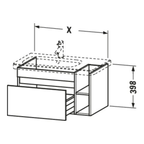 Duravit Meuble sous-lavabo DuraStyle 73x44,8 cm, B R, béton/gris-blanc, 1 tiroir