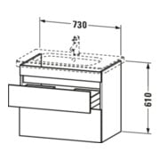 Duravit Meuble sous-lavabo DuraStyle 73x44,8 cm, betg/ba ma, 2 tiroirs, suspendu-5