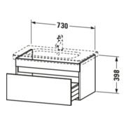 Duravit Meuble sous lavabo DuraStyle 73x44,8 cm, blanc mat, 1 tiroir, suspendu-4