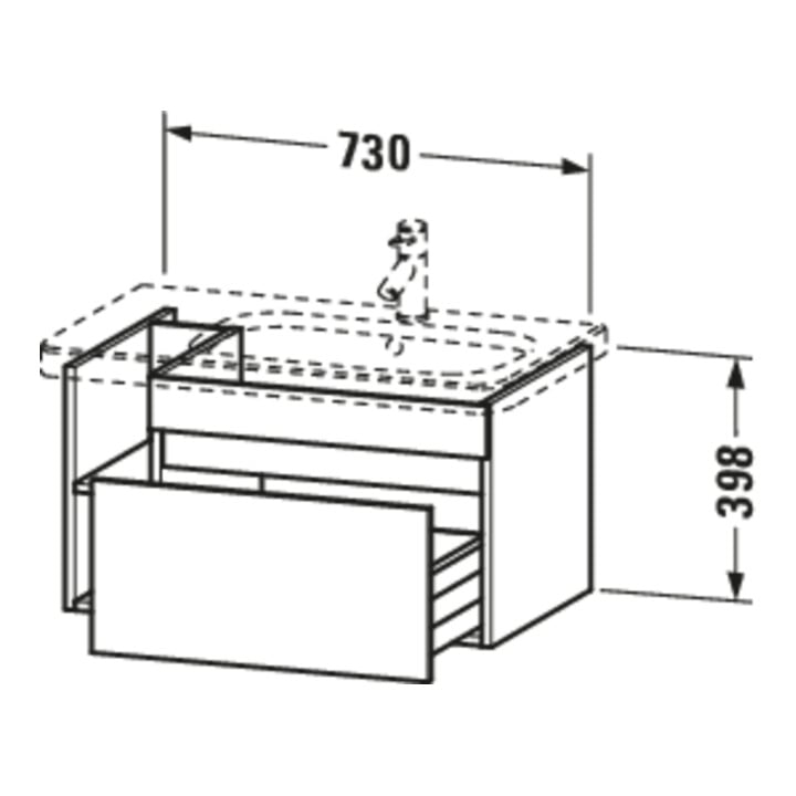 Duravit Meuble sous-lavabo DuraStyle 73x44,8 cm, D, graphite mat/bas, 1 tiroir