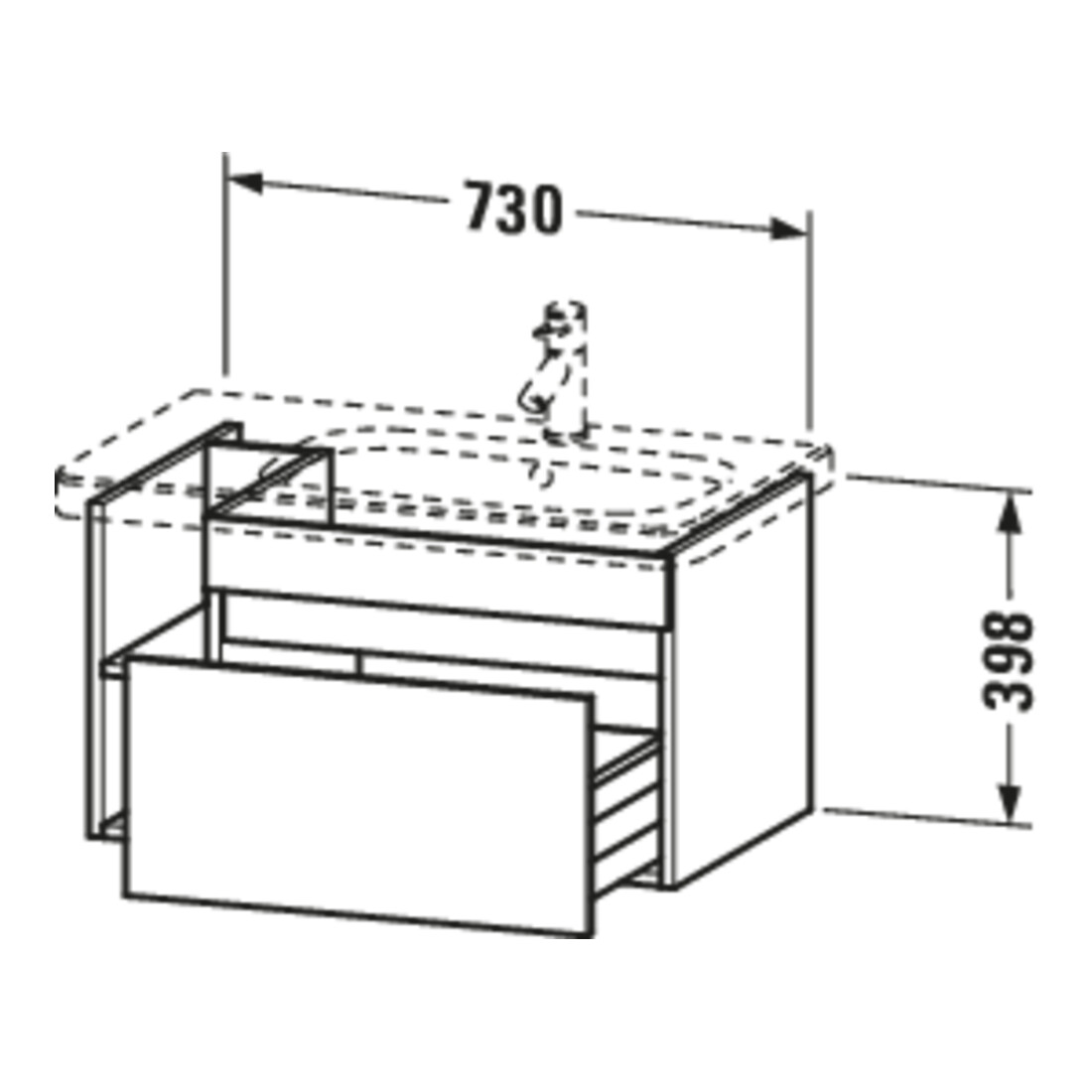 Duravit Meuble sous-lavabo DuraStyle 73x44,8 cm, D, graphite mat/bas, 1 tiroir