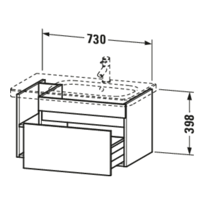 Duravit Meuble sous-lavabo DuraStyle 73x44,8 cm, évier à droite, graph ma, 1 tiroir