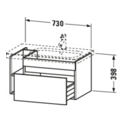 Duravit Meuble sous lavabo DuraStyle 73x44,8 cm, évier à droite, gris béton, 1 tiroir-5