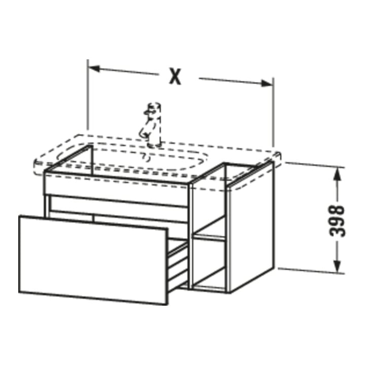 Duravit Meuble sous lavabo DuraStyle 73x44,8 cm, évier à gauche, blanc œuf, 1 tiroir