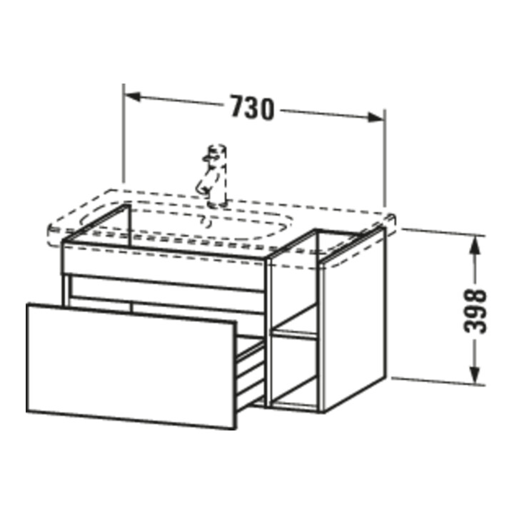Duravit Meuble sous-lavabo DuraStyle 73x44,8 cm, évier à gauche, noyer naturel, 1 tiroir
